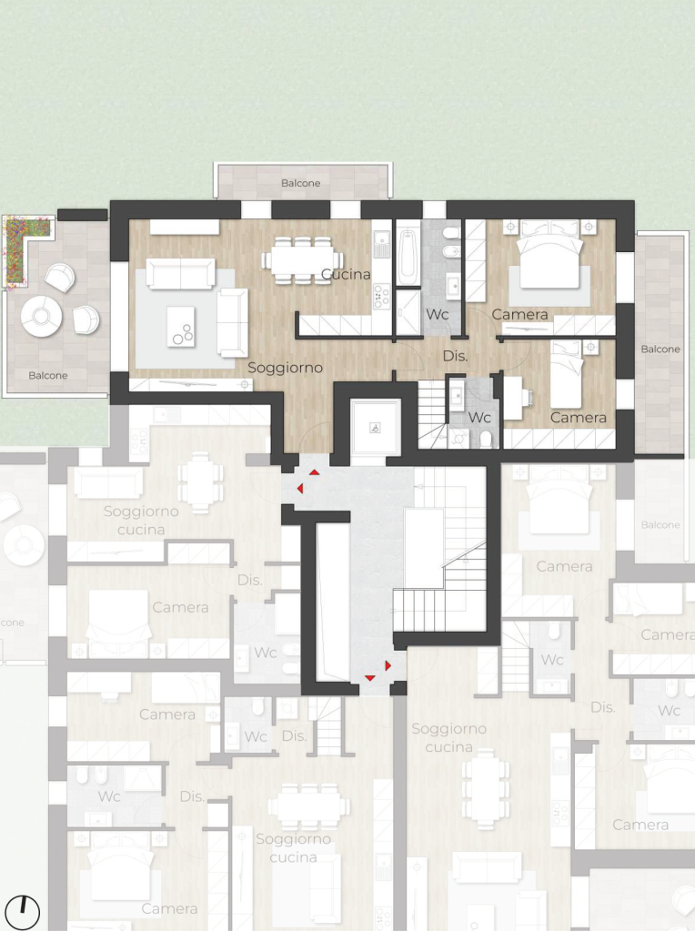 Attico-luminoso-vista-parco-verde-Monza-nuova-costruzione-classe-energia-A4-terrazzo-appartamento-trilocale